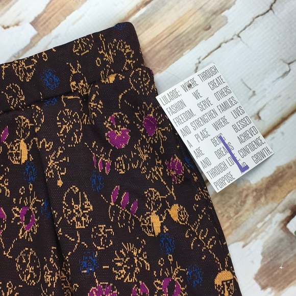 LULAROE Madison Brown floral jacquard print size L - Picture 2 of 3